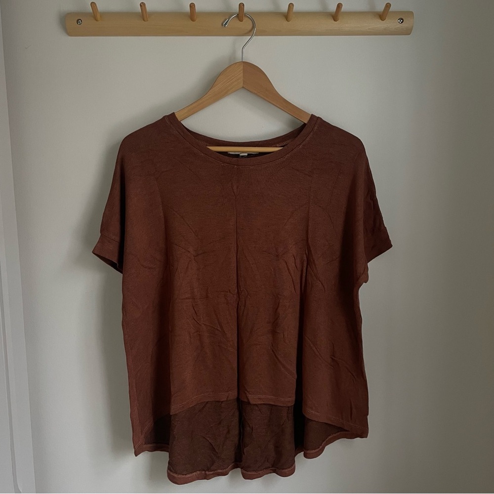 Truly Madly Deeply Rust Brown Short Sleeve Top
